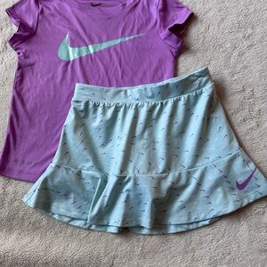 Nike Girls' Purple Tee with Light Blue Print Skort Set